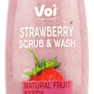 Voi Strawberry Scrub & Wash 400ml – Gommage & Gel Douche Exfoliant à la Fraise – Nettoyage & Peau Douce