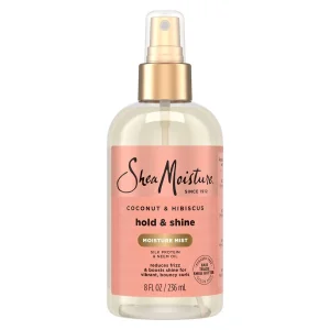 SheaMoisture Coconut & Hibiscus Hold & Shine Moisture Mist 236ml – Brume Hydratante & Brillance – Cheveux Bouclés & Ondulés