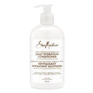 SheaMoisture Apres Shampoing Hydratant Quotidien à l’Huile de Coco 100% Vierge 384ml – Tous Types de Cheveux – Soin Capillaire Hydratant