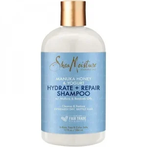 SheaMoisture Shampooing au Miel de Manuka et Yaourt 384ml – Hydratant et Reparateur – Soin Cheveux Secs et Abîmés