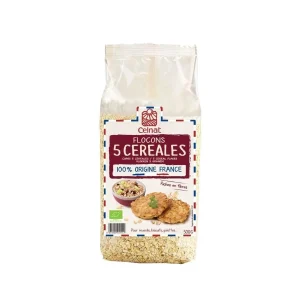 Celnat Flocons 5 Cereales Bio 500g – Cereales Complètes Riches en Fibres | Petit Déjeuner & Cuisine