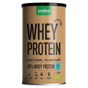 Purasana Whey Proteine Naturelle Bio 80% 400g – Whey Protein en Poudre au Petit Lait | Protéine Bio Naturelle