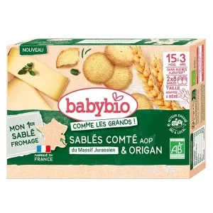 Babybio Sables Comte AOP & Origan Bio 72g – Biscuits Bebe des 15 Mois | Sans Sucres Ajoutés