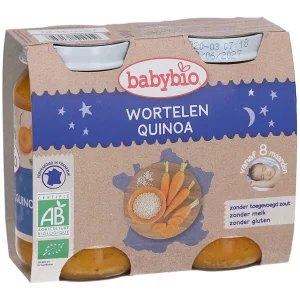Babybio Carotte et Quinoa Bio 2x200g – Petit Pot Bebe des 8 Mois | Puree de Legumes au Quinoa