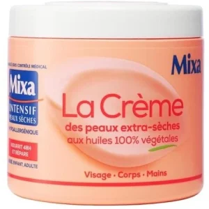 Mixa La Creme des Peaux Extra Seches 400ml – Creme Nourrissante Visage, Corps & Mains aux Huiles 100% Végétales