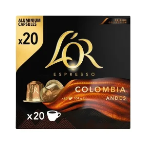 LOR Espresso Colombia Andes 20 Capsules 104g – Cafe en Capsules Aluminium 100% Arabica | Compatible Nespresso