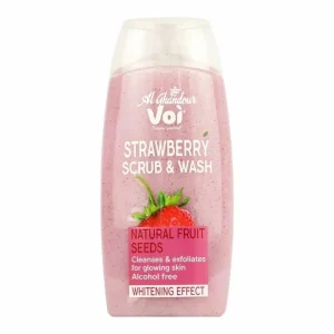 Voi Strawberry Scrub & Wash 400ml – Gommage & Gel Douche Exfoliant à la Fraise – Nettoyage & Peau Douce
