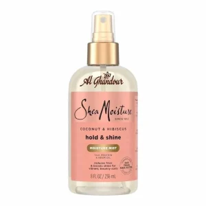 SheaMoisture Coconut & Hibiscus Hold & Shine Moisture Mist 236ml – Brume Hydratante & Brillance – Cheveux Bouclés & Ondulés
