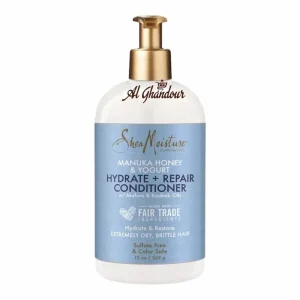 SheaMoisture Apres Shampoing Manuka Honey & Yogurt 369ml – Hydratant & Réparateur pour Cheveux Secs et Abîmés – Soin Capillaire