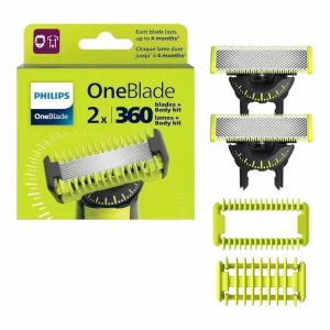 Philips OneBlade 360 Face & Body – Lames de Rechange + Kit Corps 2 Pieces Rasoir Électrique Visage & Corps – Tondeuse Hybride