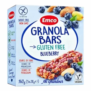 Emco Barres de Granola Sans Gluten Myrtille 140g 5x28g