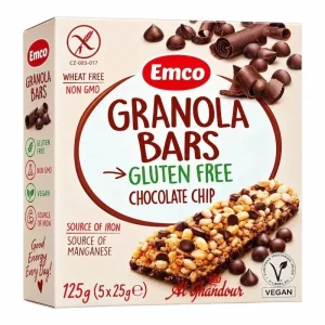 Emco Barres de Granola Sans Gluten Pépites de Chocolat 125g 5x25g